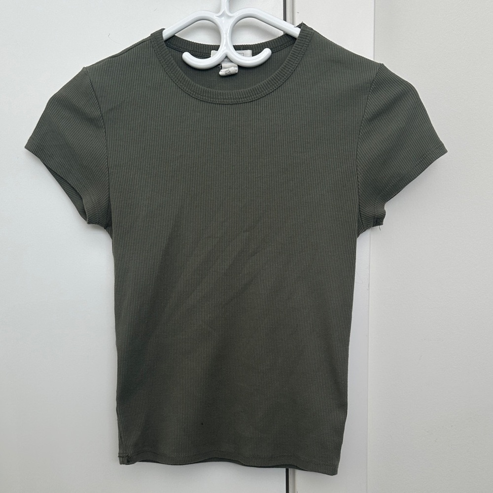 Full Tilt Olive Ribbed Crewneck Tee